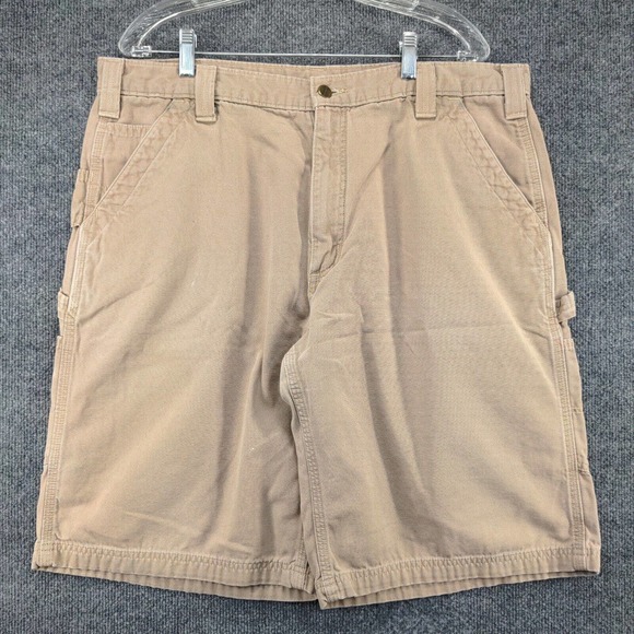 Carhartt Mens Carpenter Shorts Tan Size 40 Cotton Pockets Outdoor - Picture 2 of 15